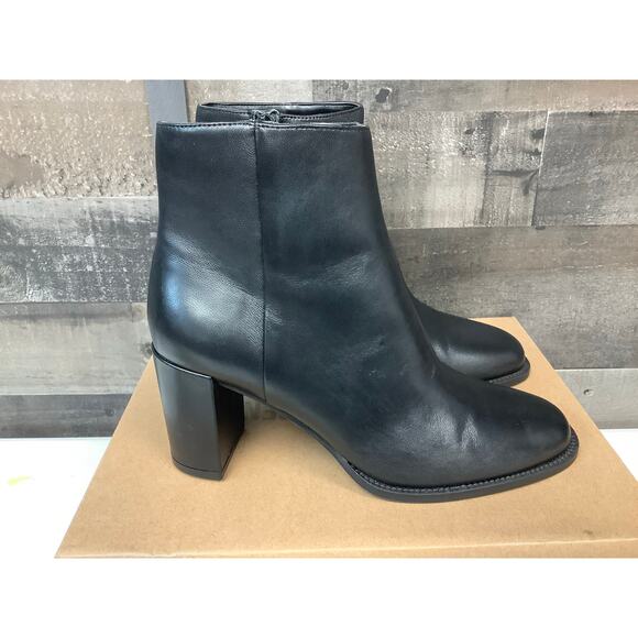 Steve Madden Women's 7.5M Black Leather Jozie Ankle Bootie Block Heels LM3-15 - Picture 3 of 10